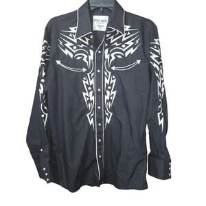 Rafael Amaya Black Pearl Snap Western Shirt Mens L Embroidered Rodeo Stage